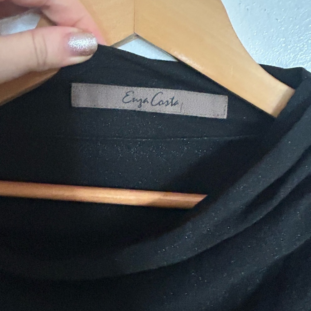 NWOT Enza Costa Lurex Jersey Slash Mini Dress in Black - Picture 6 of 10